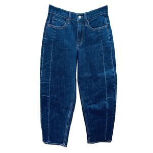 Old Navy High Rise Barrel Leg Ankle Dark Wash Jeans Size 12 Casual Weekend
